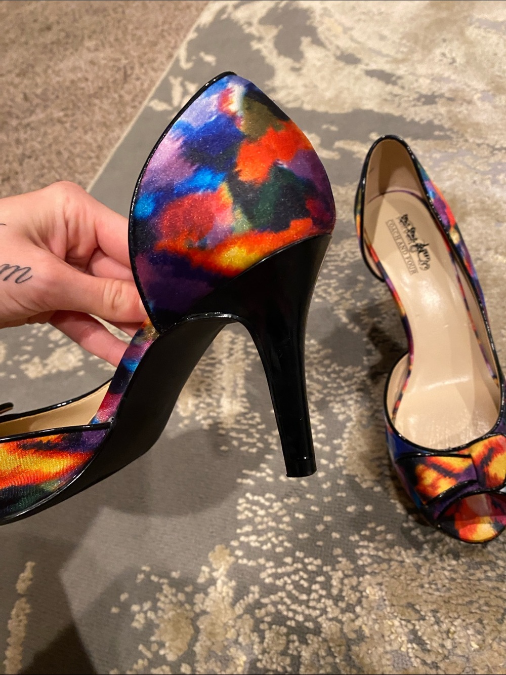 Coach satin colorful kitten heels peep toe - Picture 12 of 12